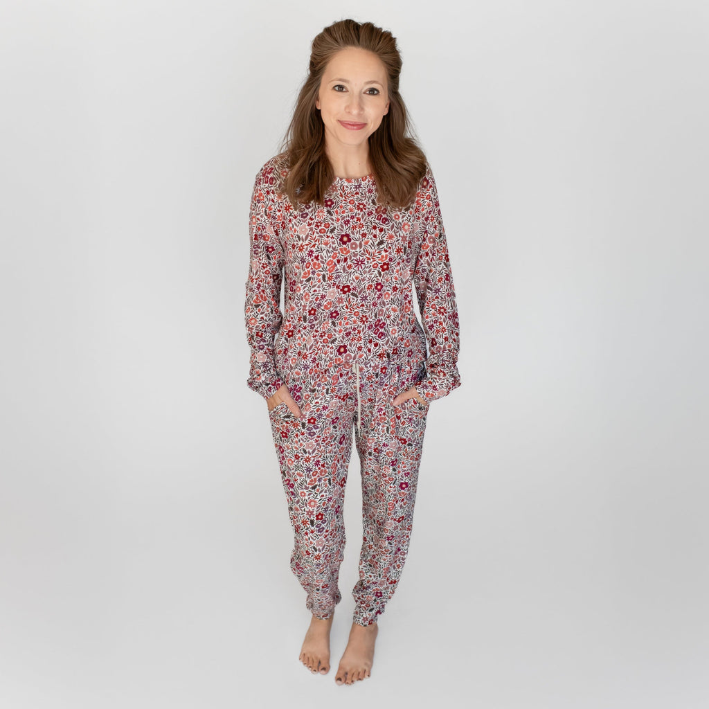 Fall Blooms Small Ribbed Women's Pants