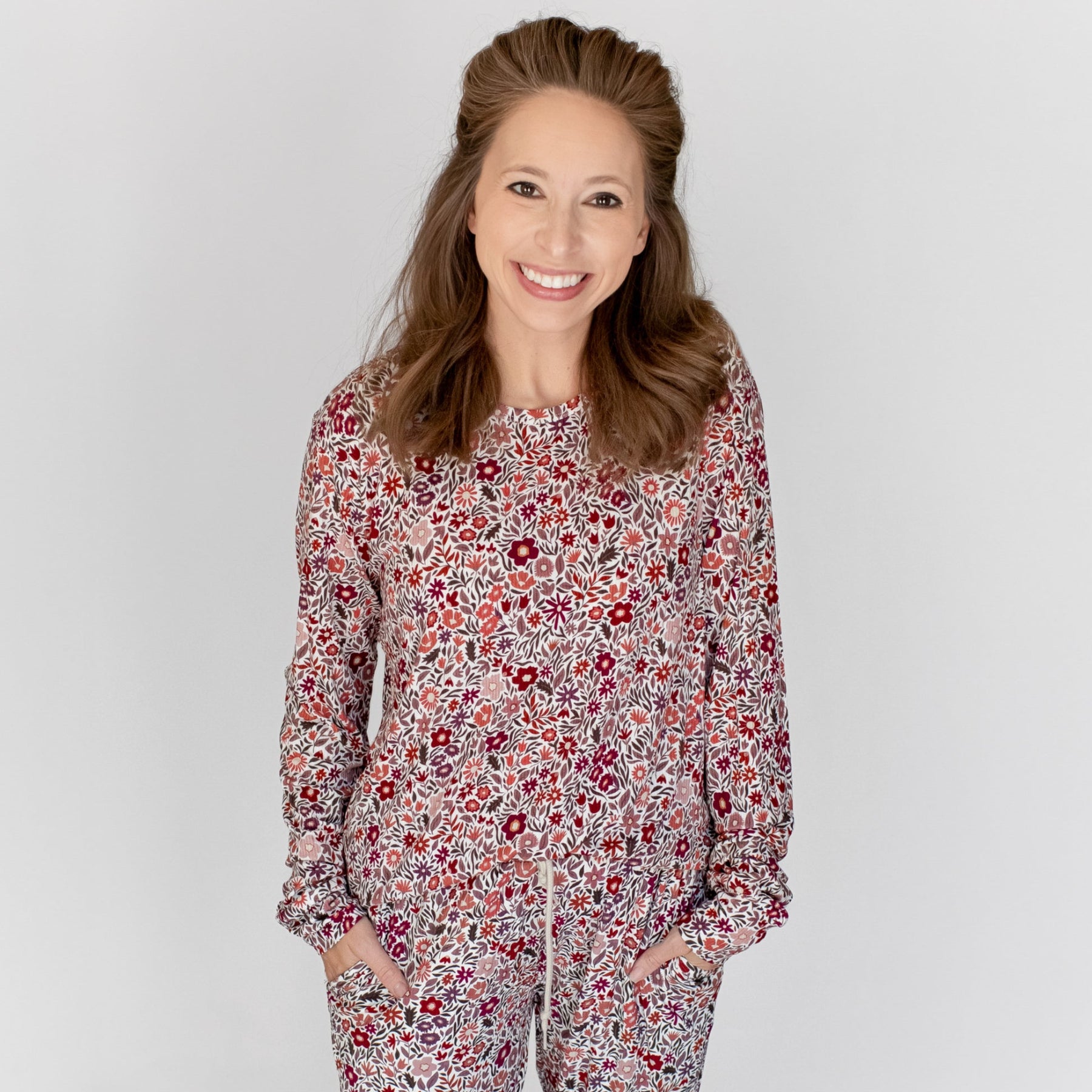 Fall Blooms Small Ribbed Women's Long Sleeve Top