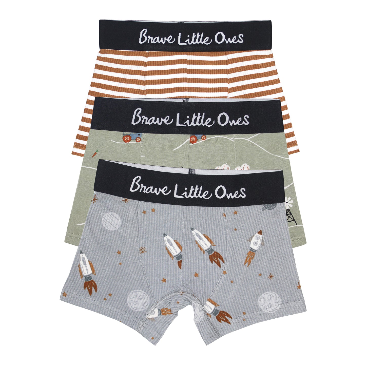 Space Explorers, On The Farm & Camel Stripe Boxer Brief 3 Pack