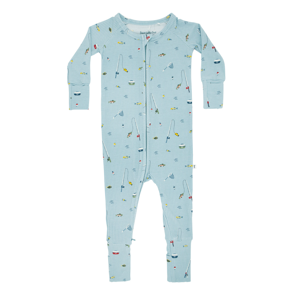 Gone Fishing Small Ribbed Zip Romper
