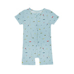 Gone Fishing Small Ribbed Summer Zip Romper