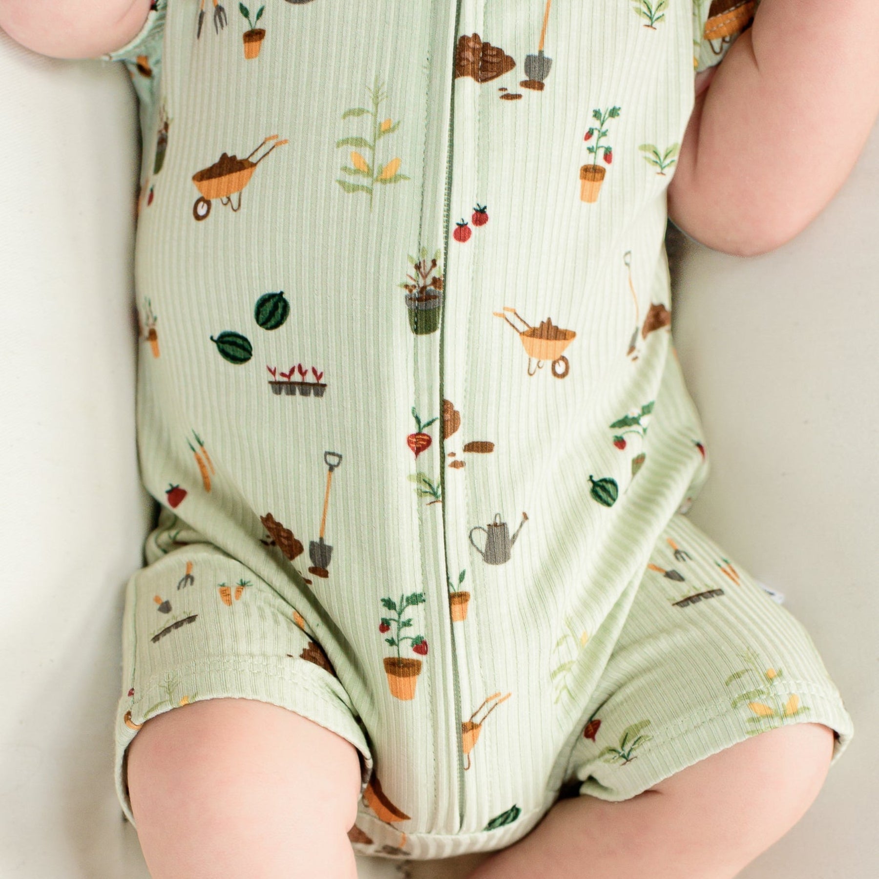Backyard Garden Small Ribbed Summer Zip Romper