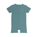 Glacier Blue Small Ribbed Summer Zip Romper