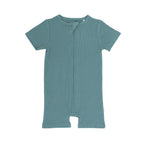 Glacier Blue Small Ribbed Summer Zip Romper