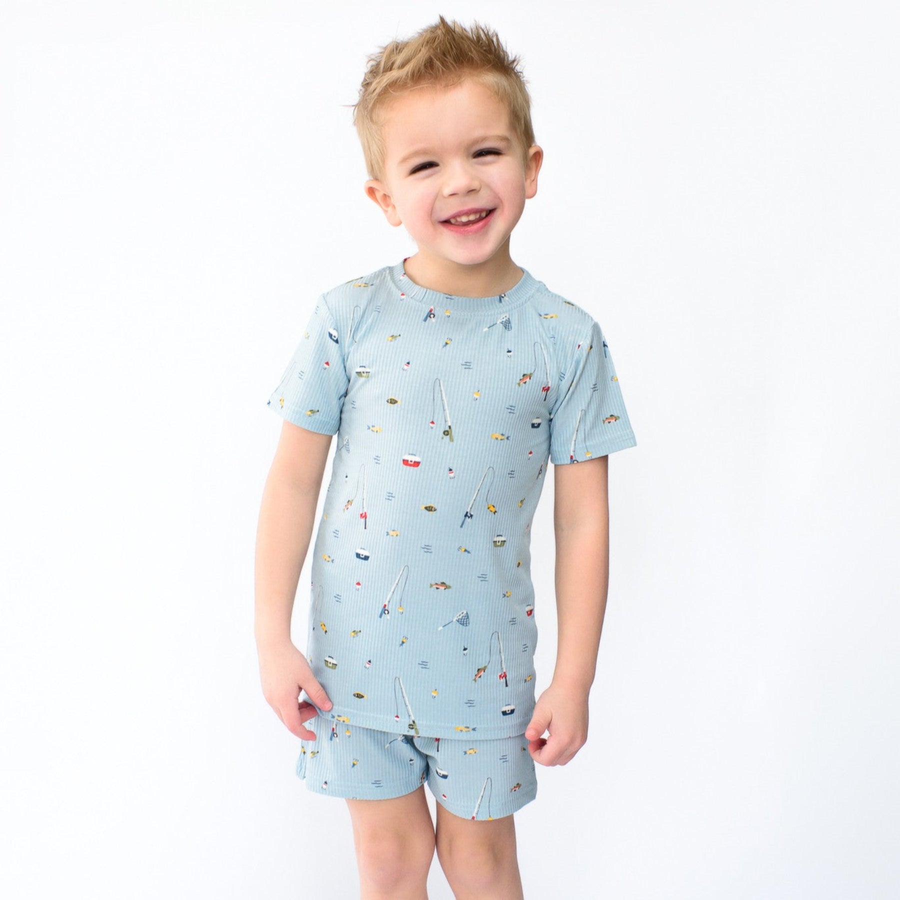 Gone Fishing Small Ribbed Shorts Two-Piece Set