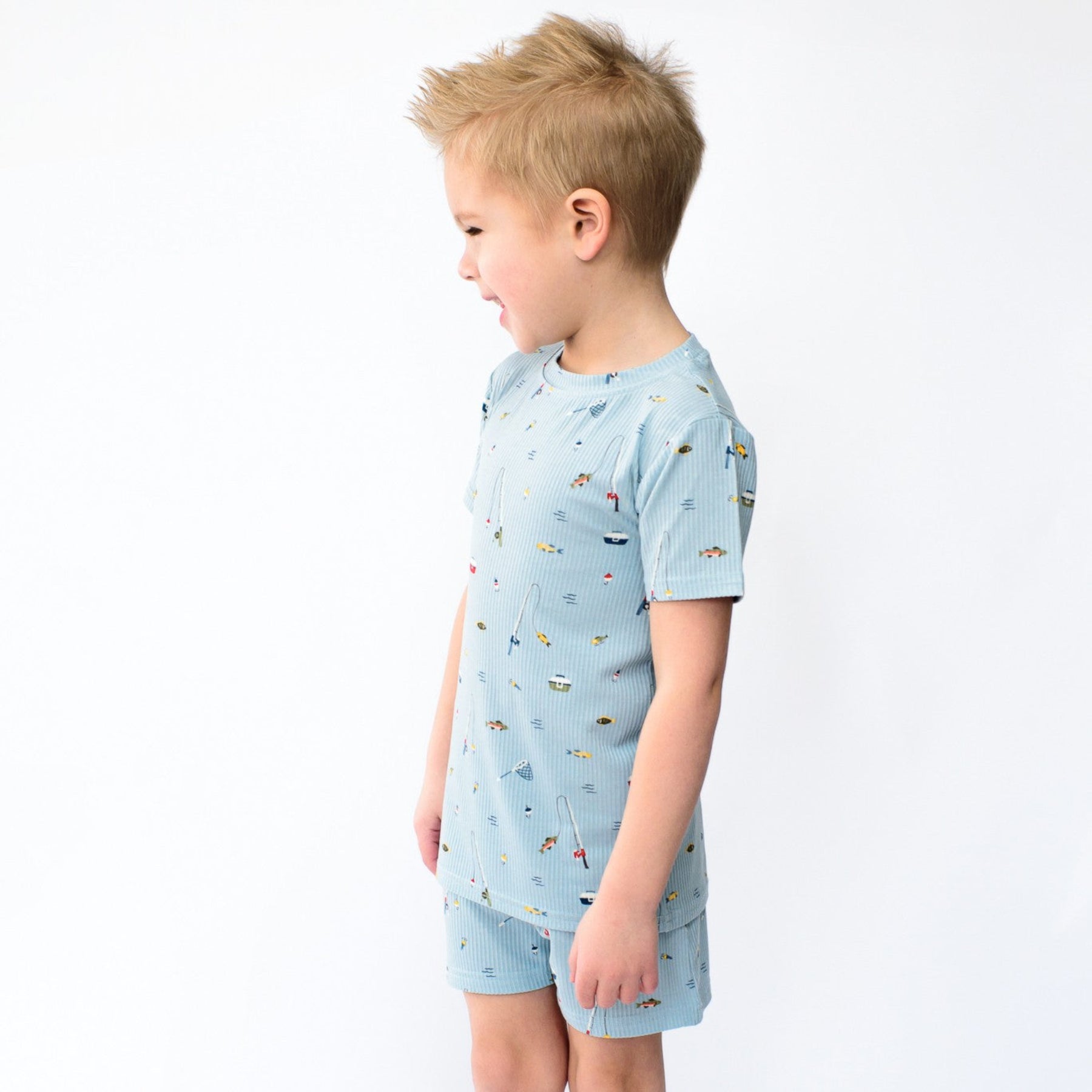 Gone Fishing Small Ribbed Shorts Two-Piece Set