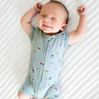 Gone Fishing Small Ribbed Summer Zip Romper