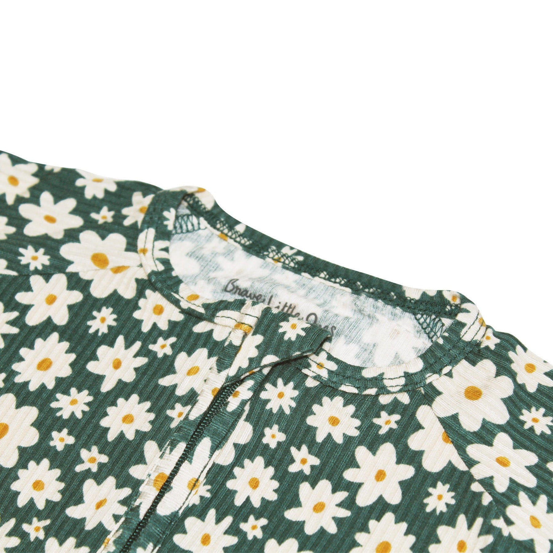 Green Floral Small Ribbed Zip Romper