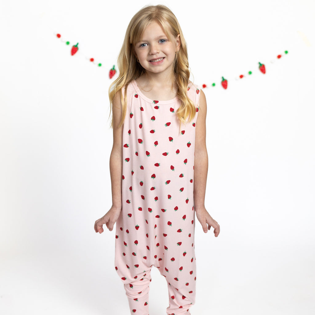 Strawberries Small Ribbed Harem Romper
