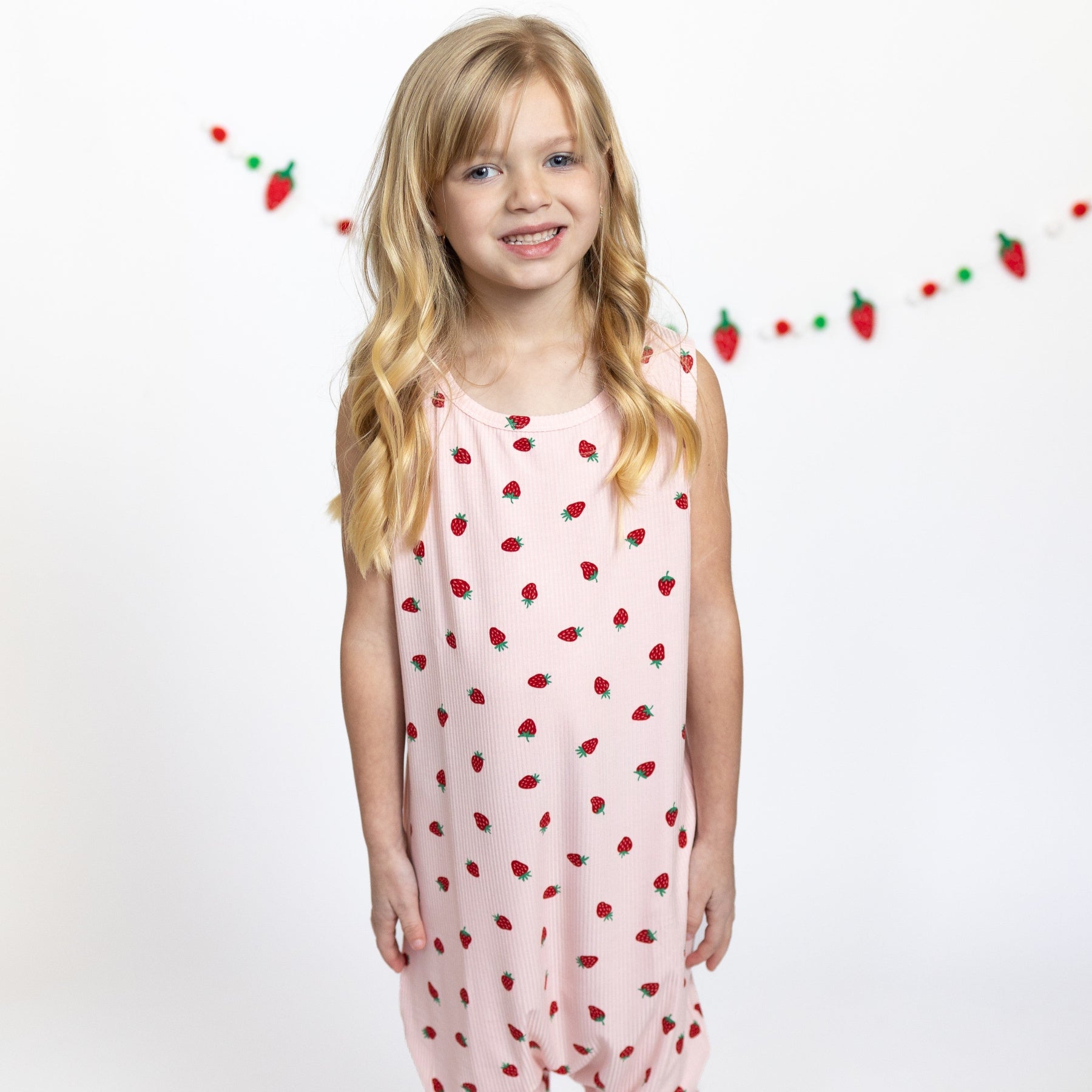 Strawberries Small Ribbed Harem Romper