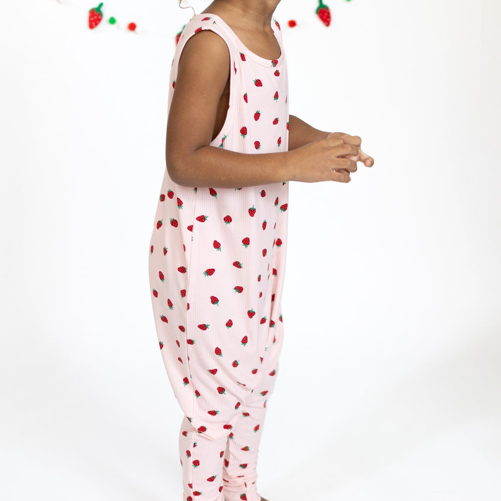 Strawberries Small Ribbed Harem Romper