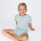 Harbor Blue Small Ribbed Shorts Two-Piece Set