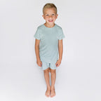 Harbor Blue Small Ribbed Shorts Two-Piece Set