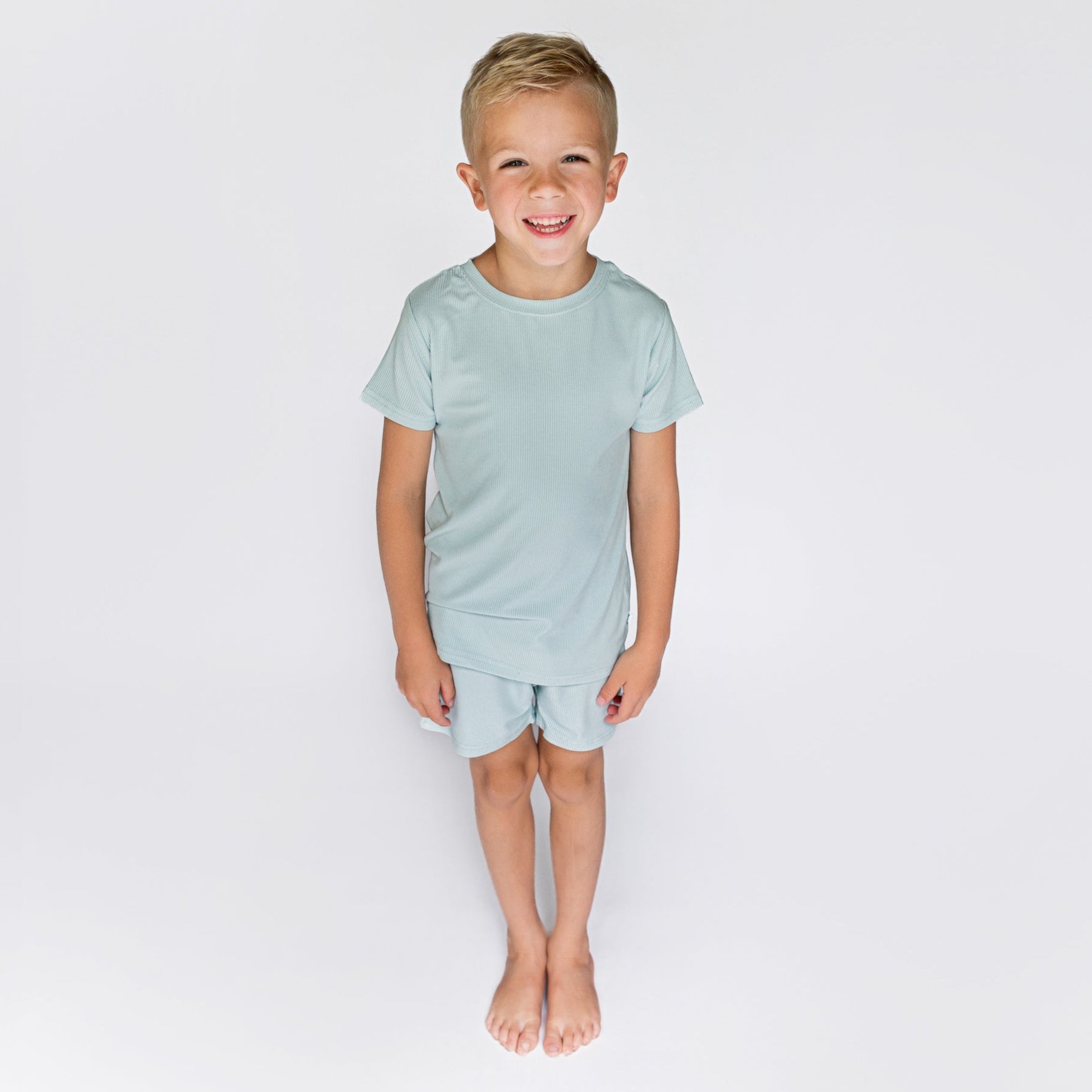 Harbor Blue Small Ribbed Shorts Two-Piece Set