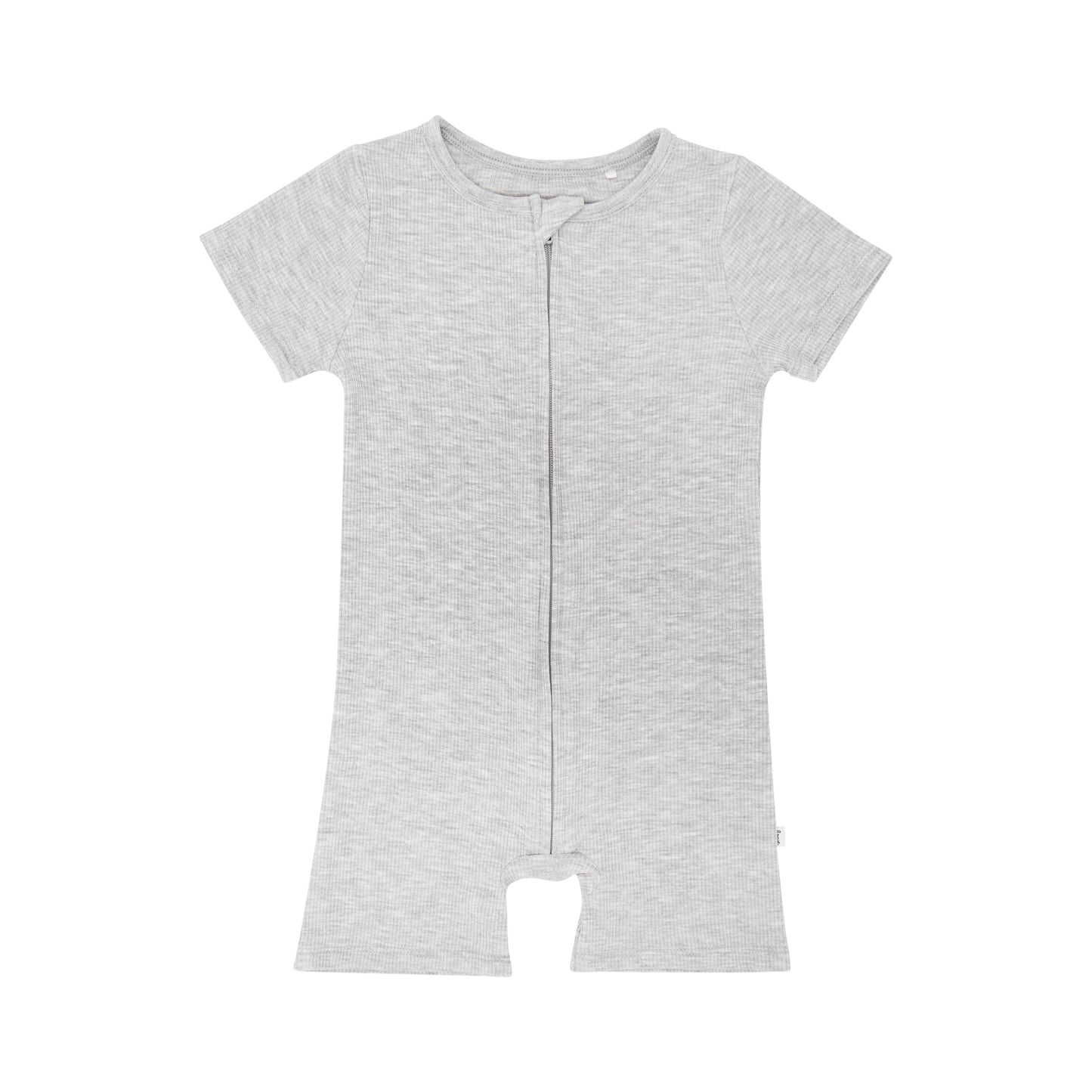 Heather Gray Small Ribbed Summer Zip Romper