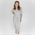 Heather Gray Small Ribbed Women's Short Sleeve & Pants Matching Set