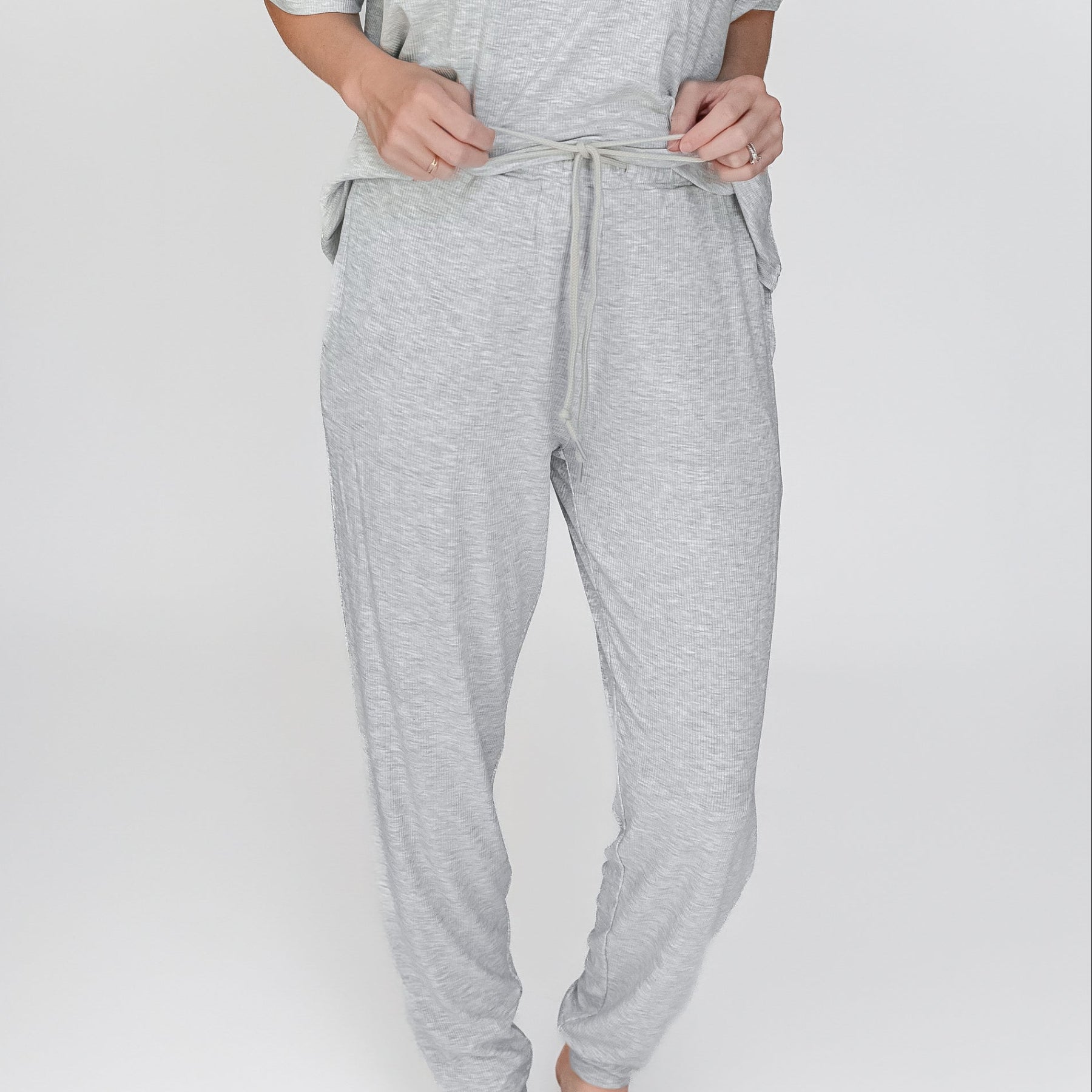 Heather Gray Small Ribbed Women's Pants