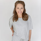 Heather Gray Small Ribbed Women's Short Sleeve & Pants Matching Set