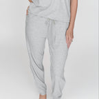 Heather Gray Small Ribbed Women's Short Sleeve & Pants Matching Set