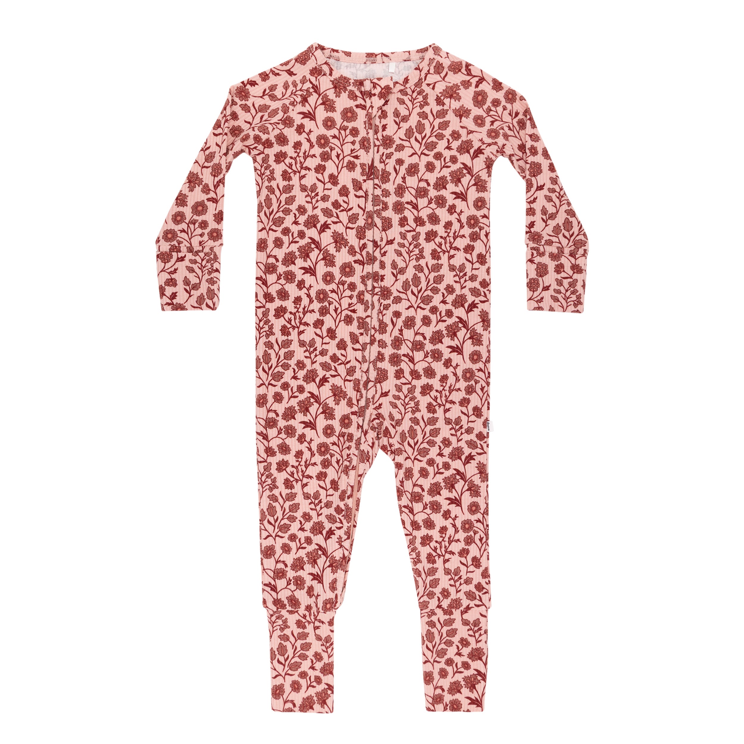 Mauve Floral Small Ribbed Zip Romper