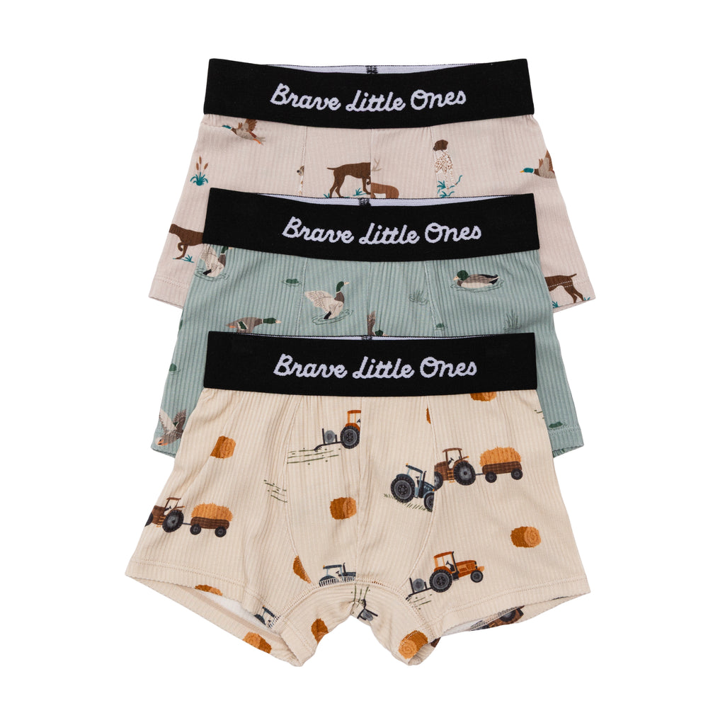 Tractors, Mallards and Backcountry Small Ribbed Boxer Brief 3 pack