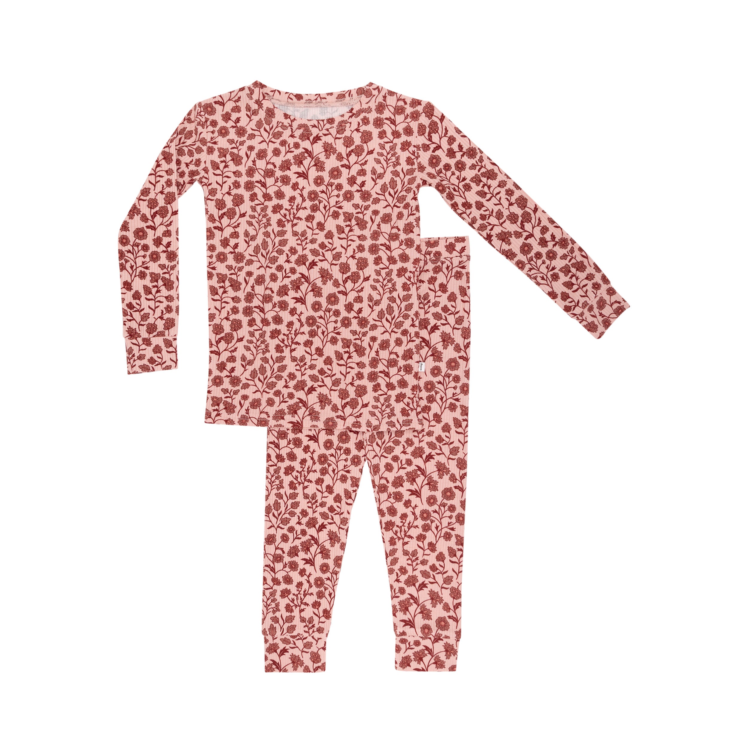 Mauve Floral Small Ribbed Two-Piece Set