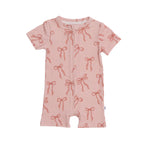 Coquette Bows Small Ribbed Summer Zip Romper