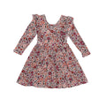 Fall Blooms Small Ribbed Ruffle Long Sleeve Dress