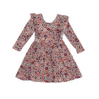 Fall Blooms Small Ribbed Ruffle Long Sleeve Dress
