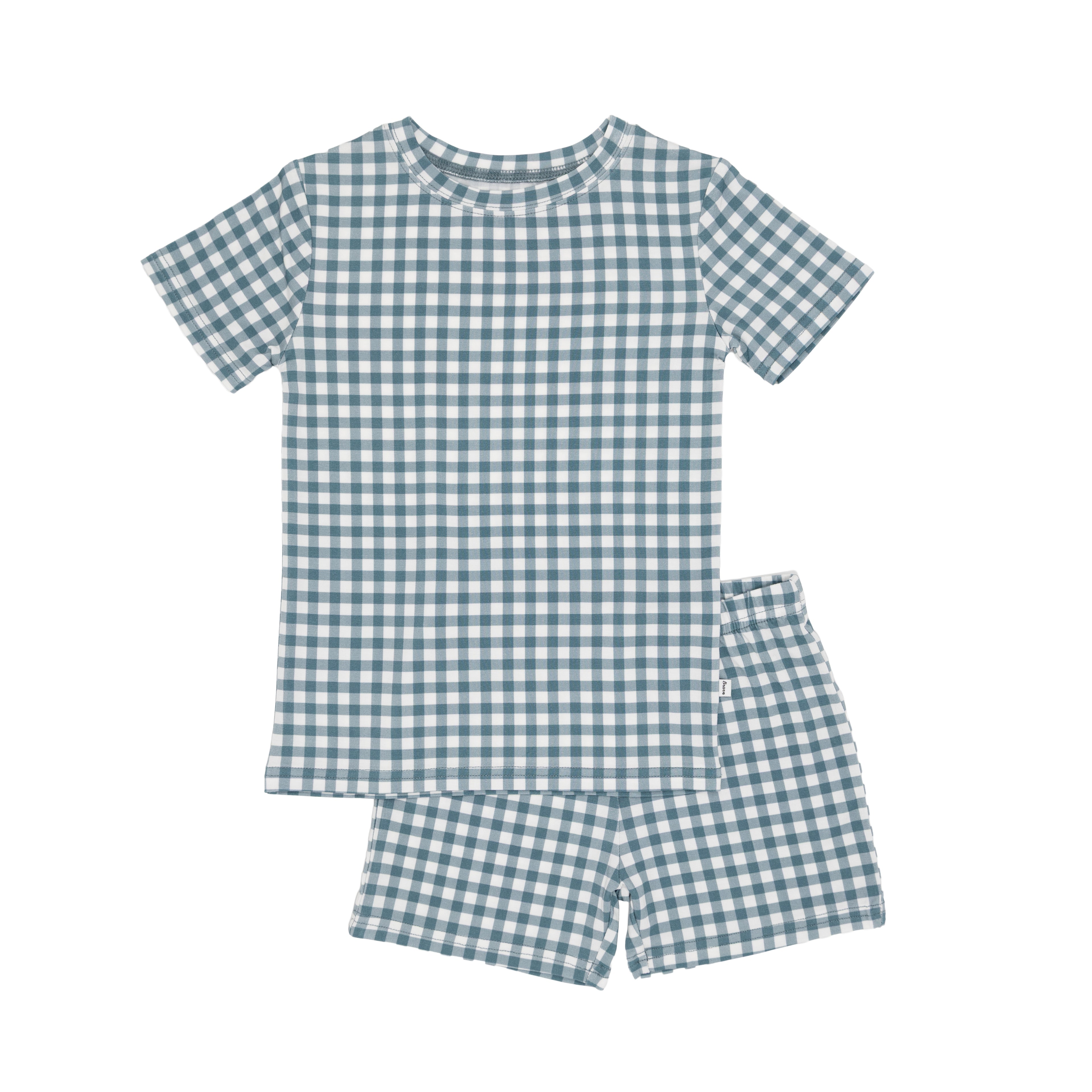 Blue Small Gingham Shorts Two-Piece Set