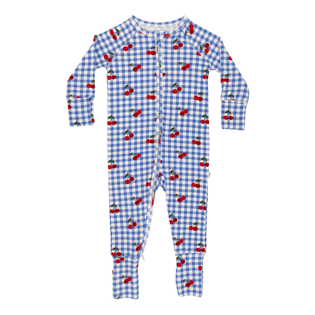 Vintage Cherries Small Ribbed Zip Romper