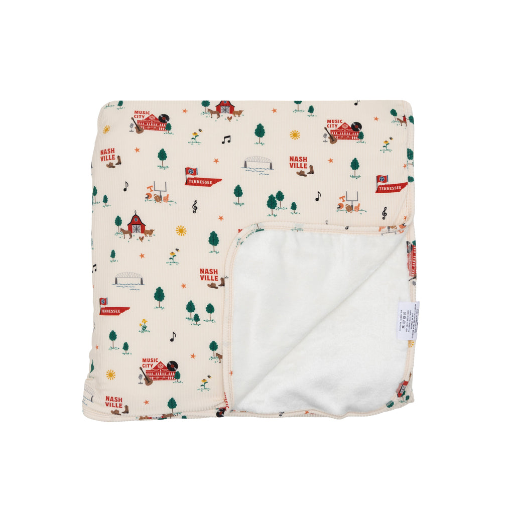Music City Tennessee Small Ribbed Adult Blanket (Cream Backing)