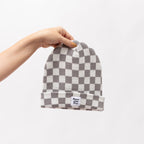 Gray Checkered Knit Beanie