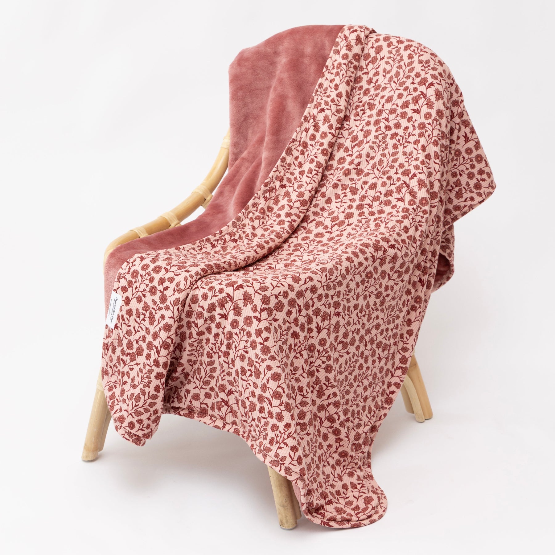 Mauve Floral Small Ribbed Adult Blanket