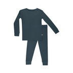 Dark Steel Blue Small Ribbed Two-Piece Set