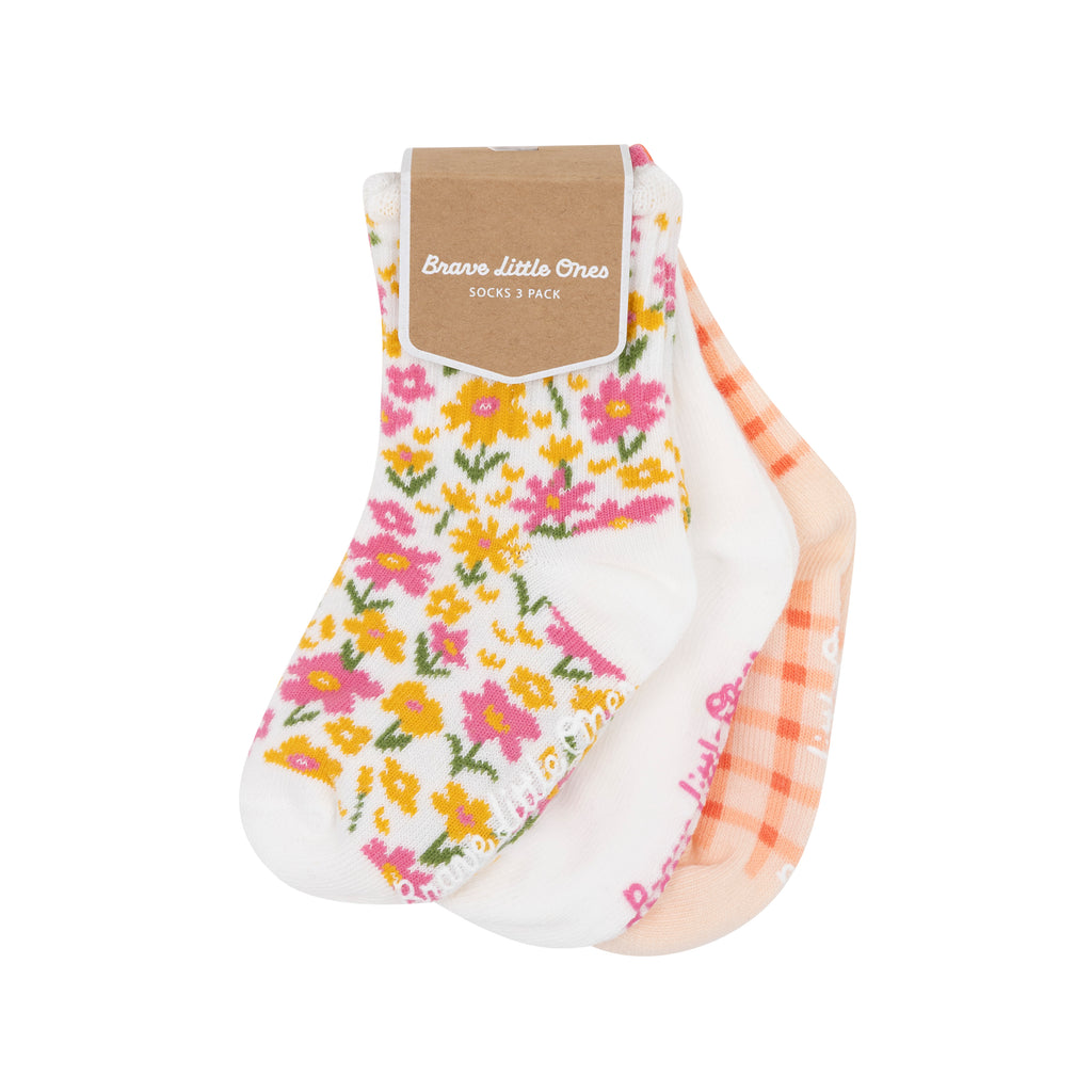 Summer Blooms & Gingham Ruffle Socks 3 Pack