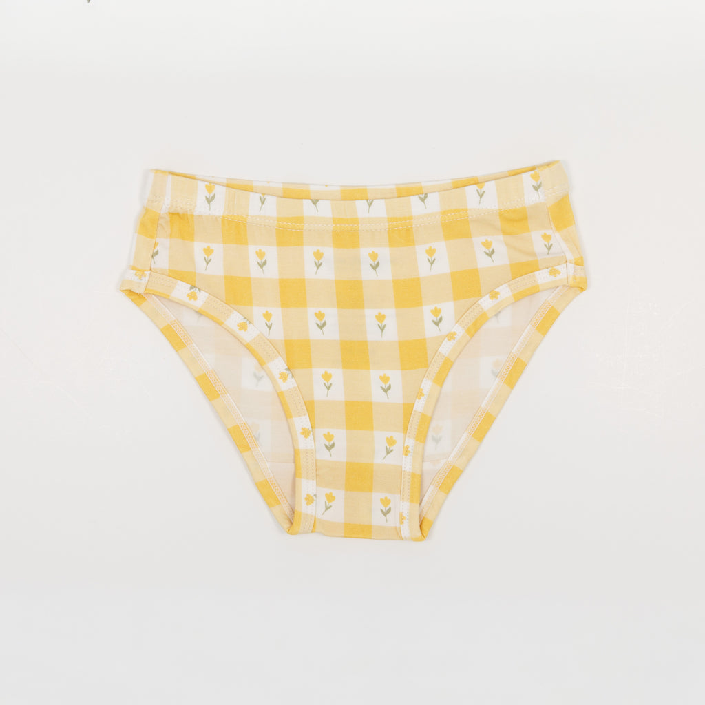Yellow Gingham Tulip, Blue Small Gingham and Retro Daisies Underwear 3 pack