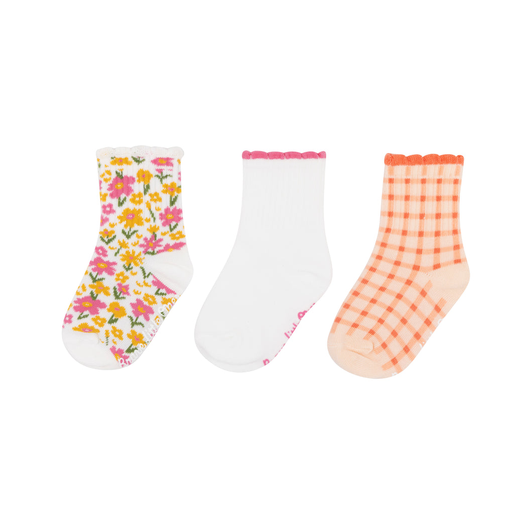 Summer Blooms & Gingham Ruffle Socks 3 Pack