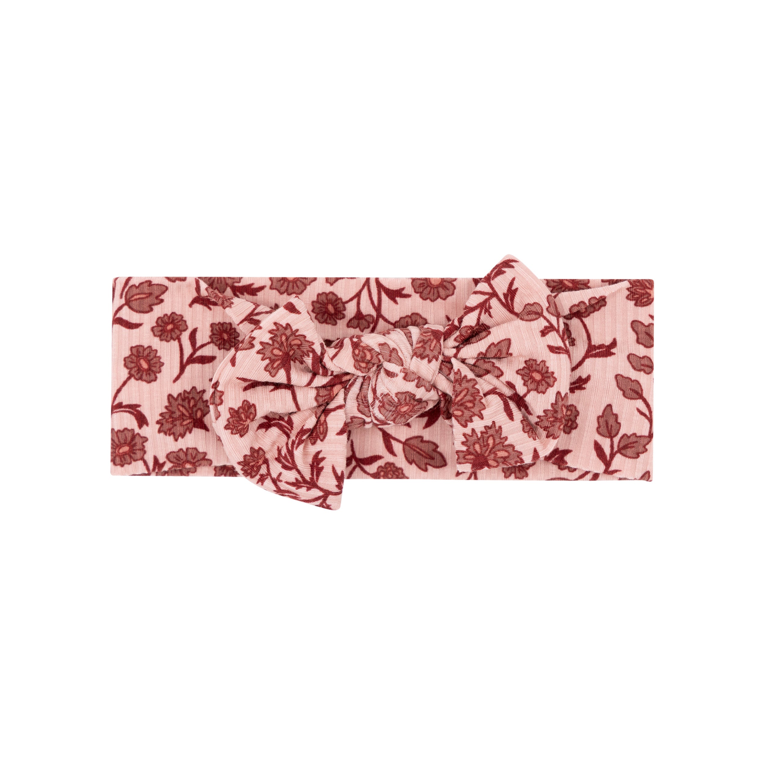 Mauve Floral Small Ribbed Bow