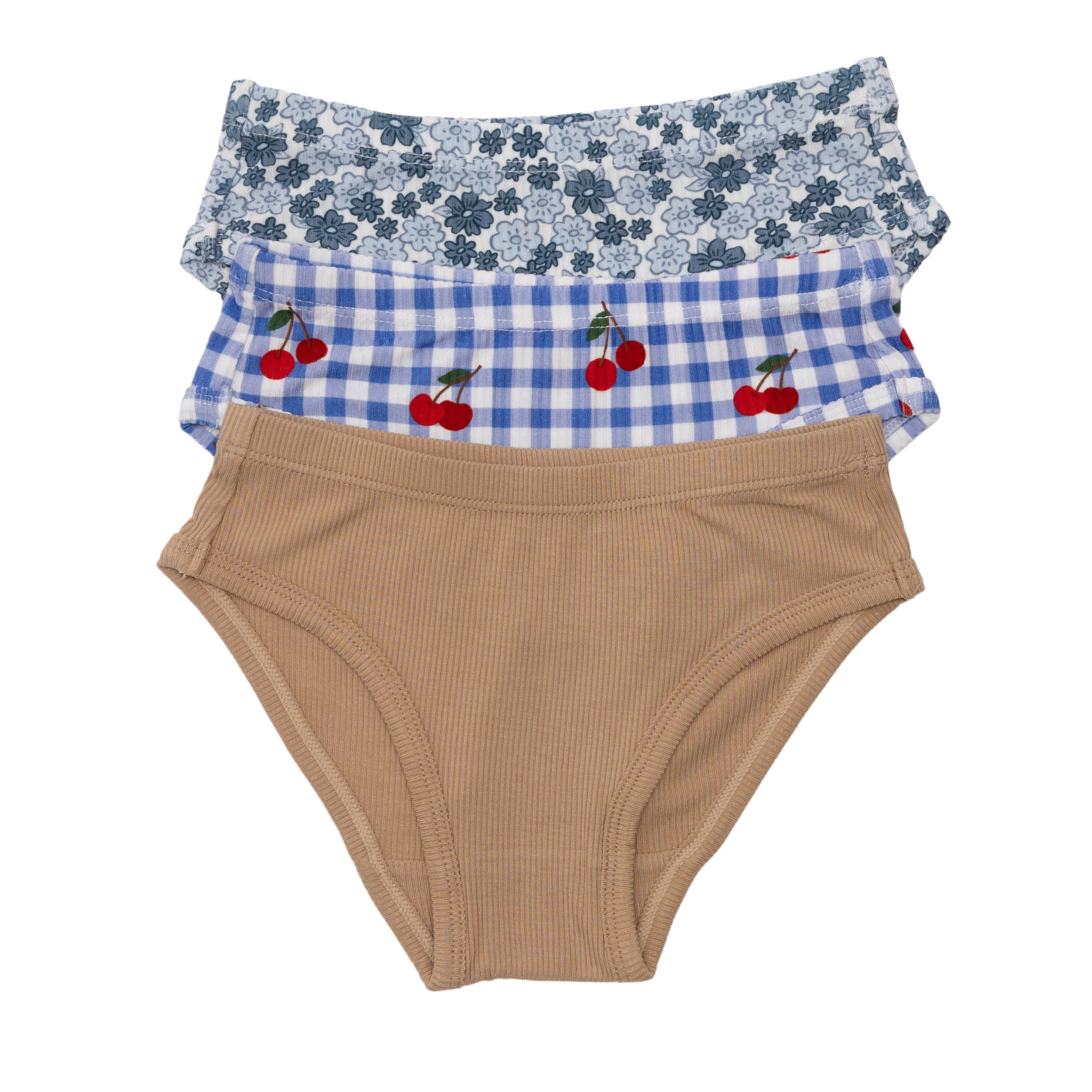 Dune Small Ribbed, Vintage Cherries and Bluebell Blossoms Underwear 3 pack