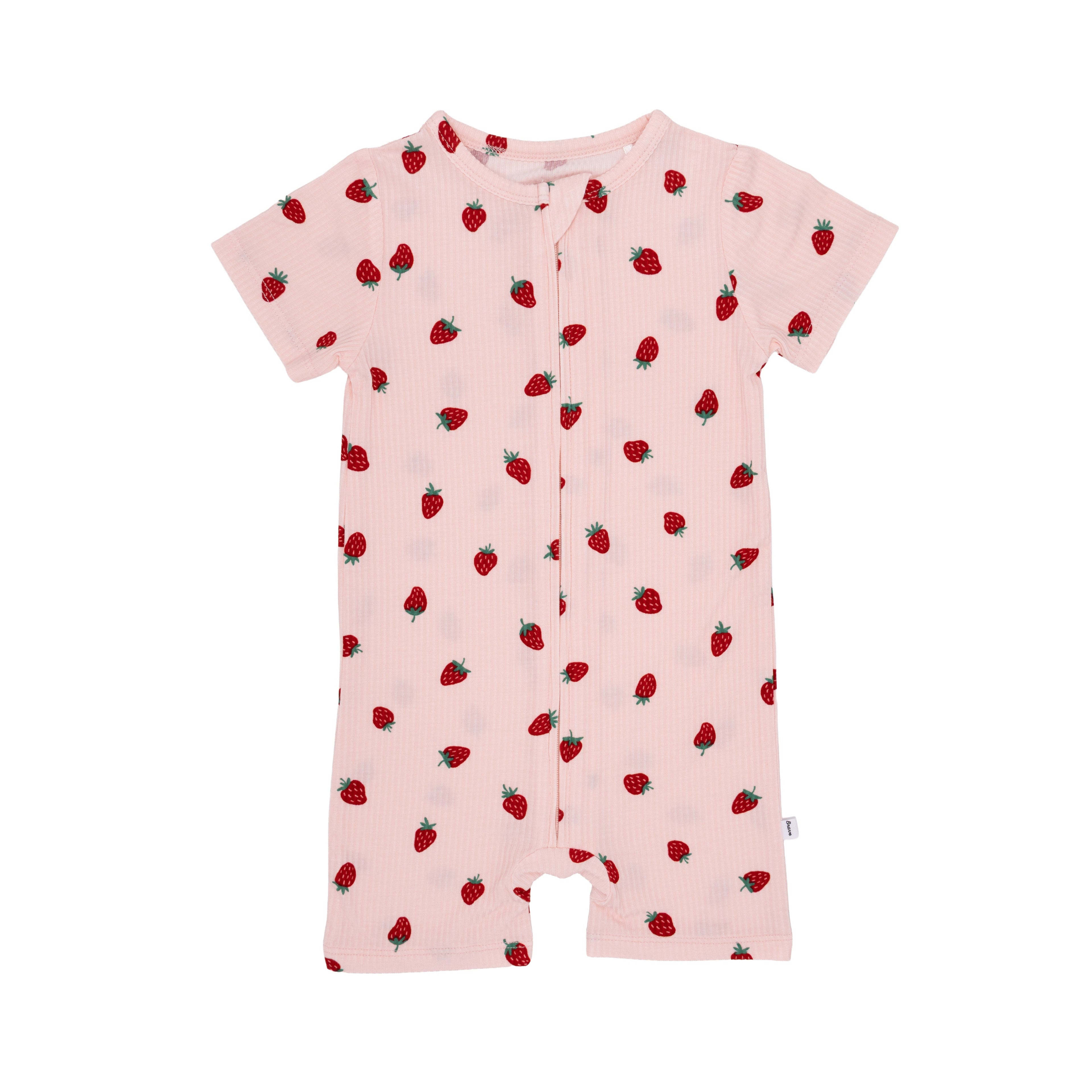 Strawberries Small Ribbed Summer Zip Romper