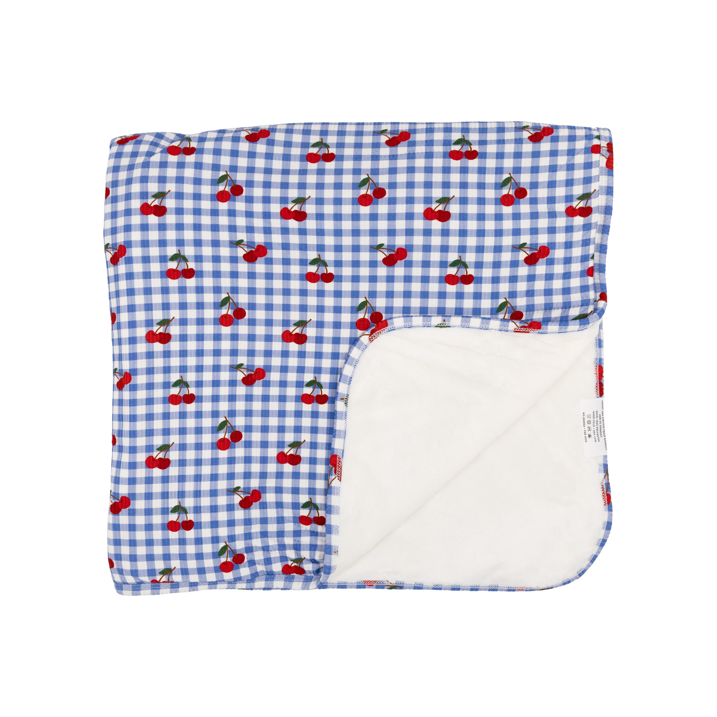 Vintage Cherries Small Ribbed Toddler Blanket