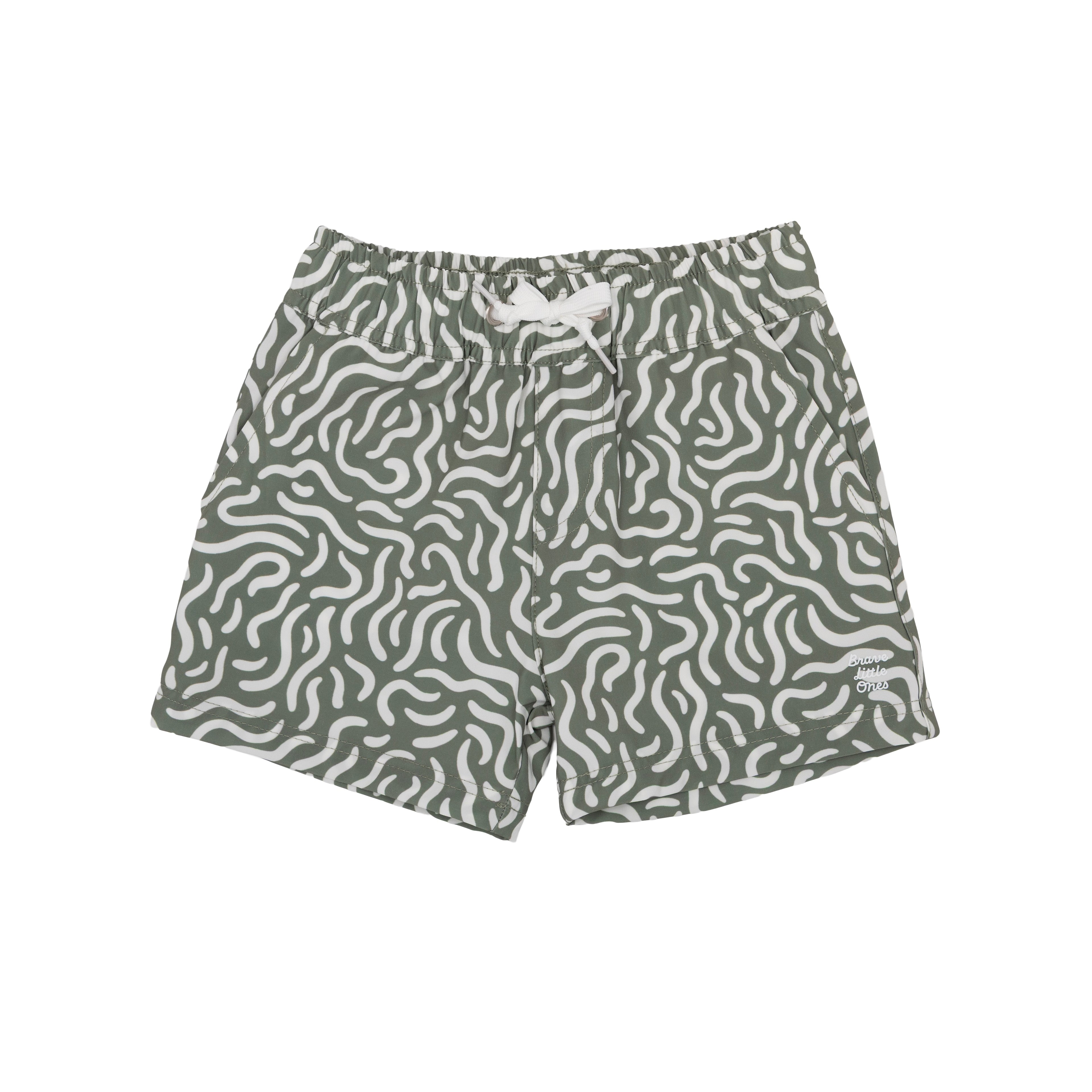 Seaweed Green Squiggles Quick-Dry Day Shorts