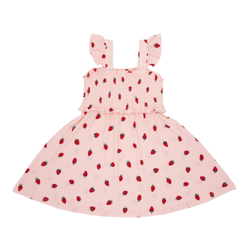 Strawberries Small Ribbed Flutter Sleeve Dress