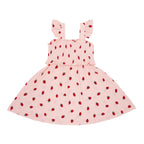 Strawberries Small Ribbed Flutter Sleeve Dress