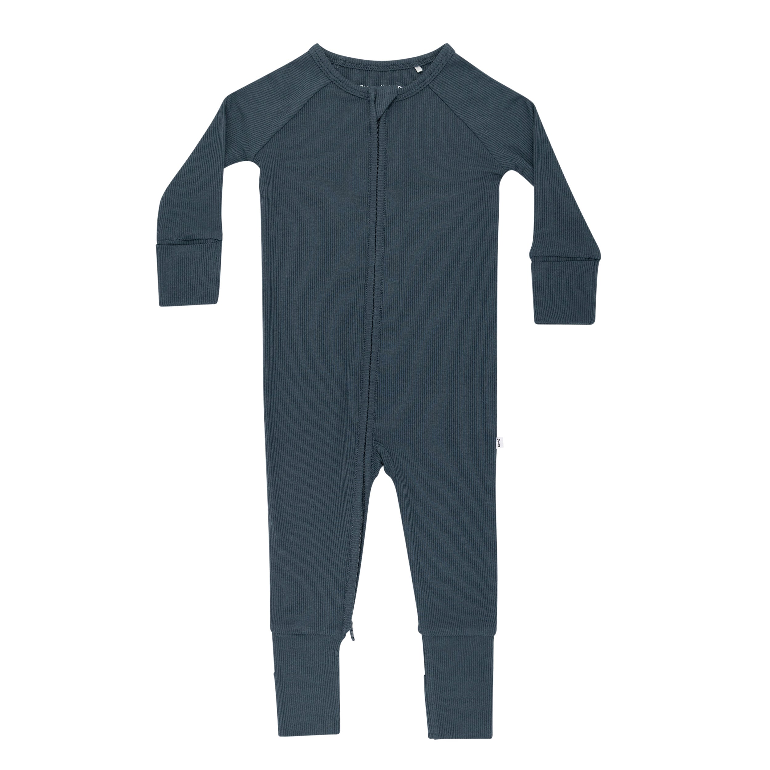 Dark Steel Blue Small Ribbed Zip Romper