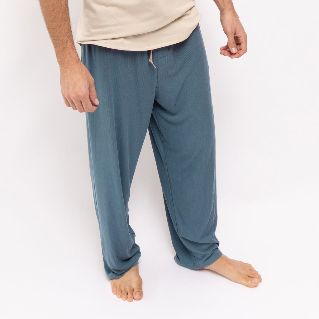 Dark Steel Blue Small Ribbed Men's Pants