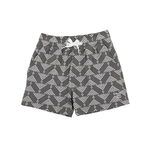 Charcoal Geometric Triangles Quick-Dry Day Shorts