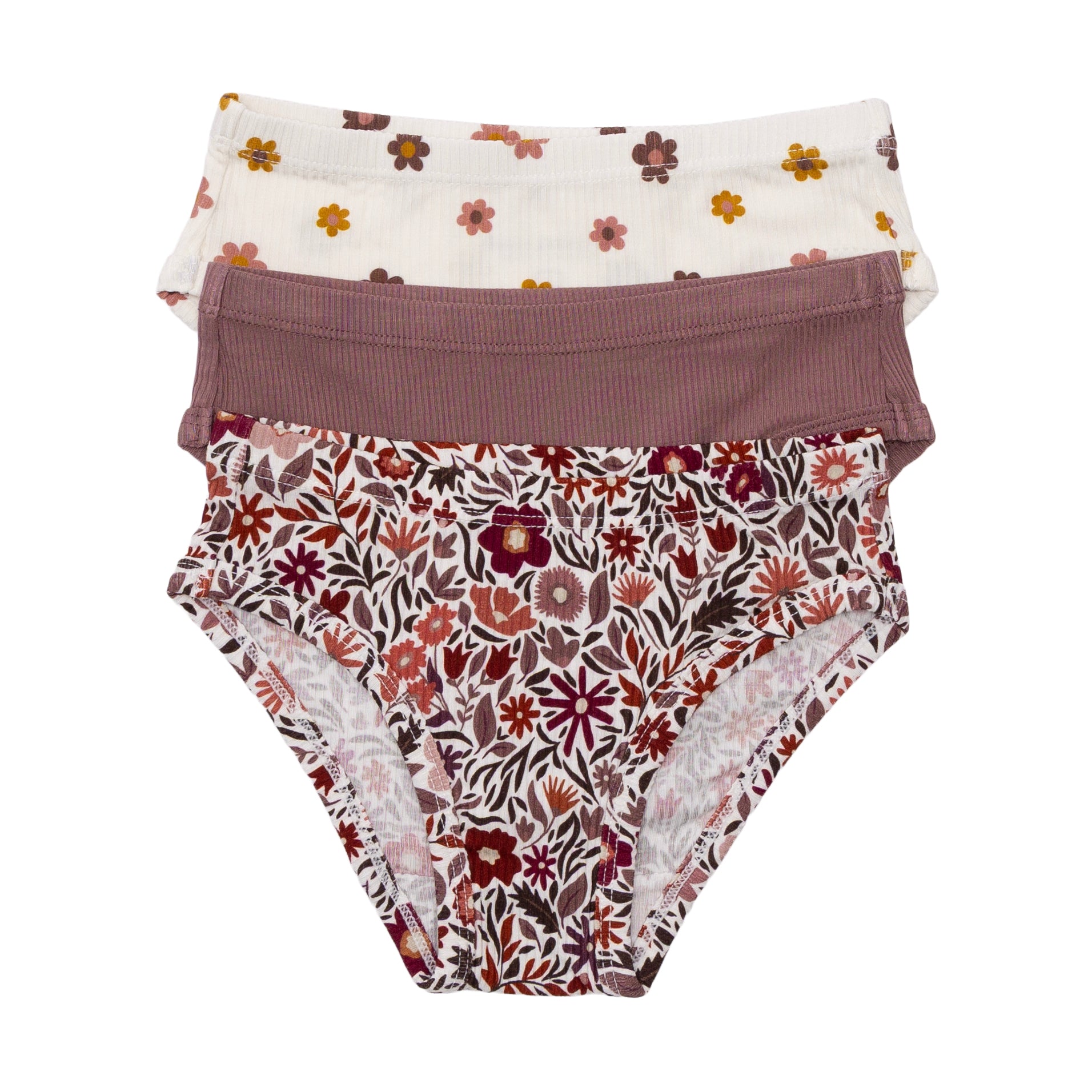 Fall Blooms, Plum & Pink Daisies Underwear 3 pack