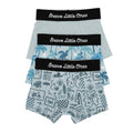 Summer Block Blue, Coastal Blue Palms and Harbor Blue Small Ribbed Boxer Brief 3 pack